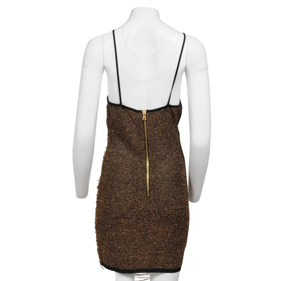 Balmain Black Shinny Glitter Gold Fringe Runway Mini Dress Size 40 THE-ECHELON Balmain Black Shinny Glitter Gold Fringe Runway Mini Dress Size 40 THE-ECHELON
