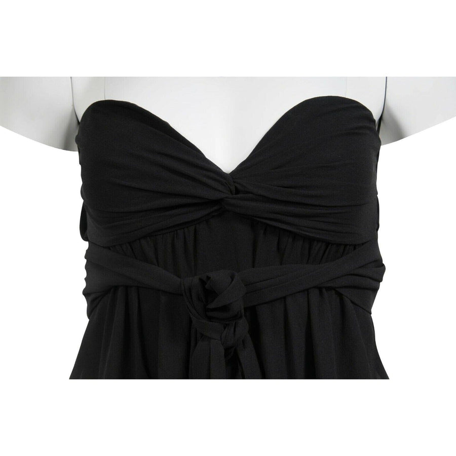 Black Silk Crystal Tassel Maxi Evening Gown dress EMILIO PUCCI 
