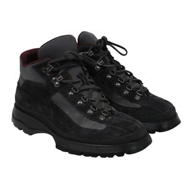 Black Suede Combat Hiking Boots Prada 