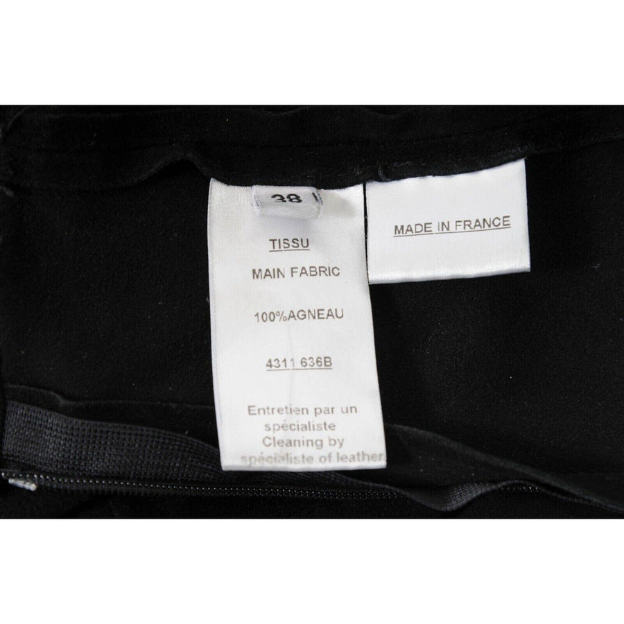 Black Suede Pleated Zip Ruffled Long Maxi Skirt BALMAIN 