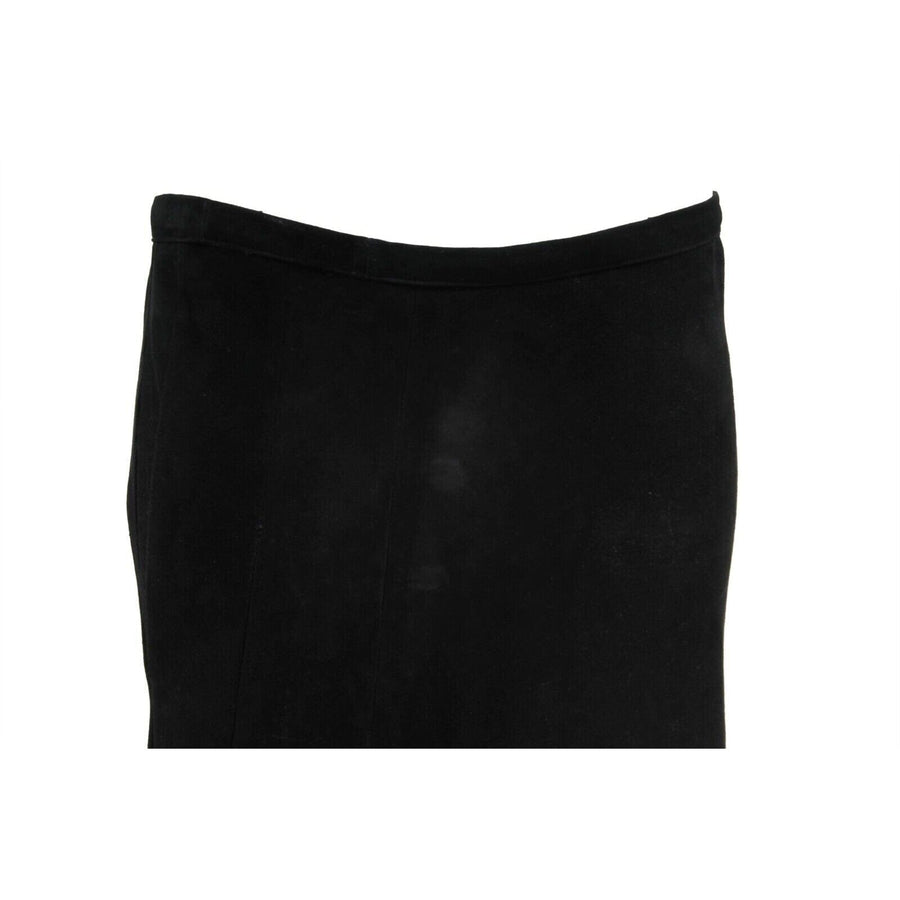 Black Suede Pleated Zip Ruffled Long Maxi Skirt BALMAIN 