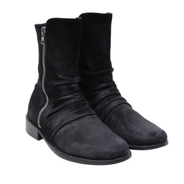Black Suede Zipped Stack Boots Amiri 