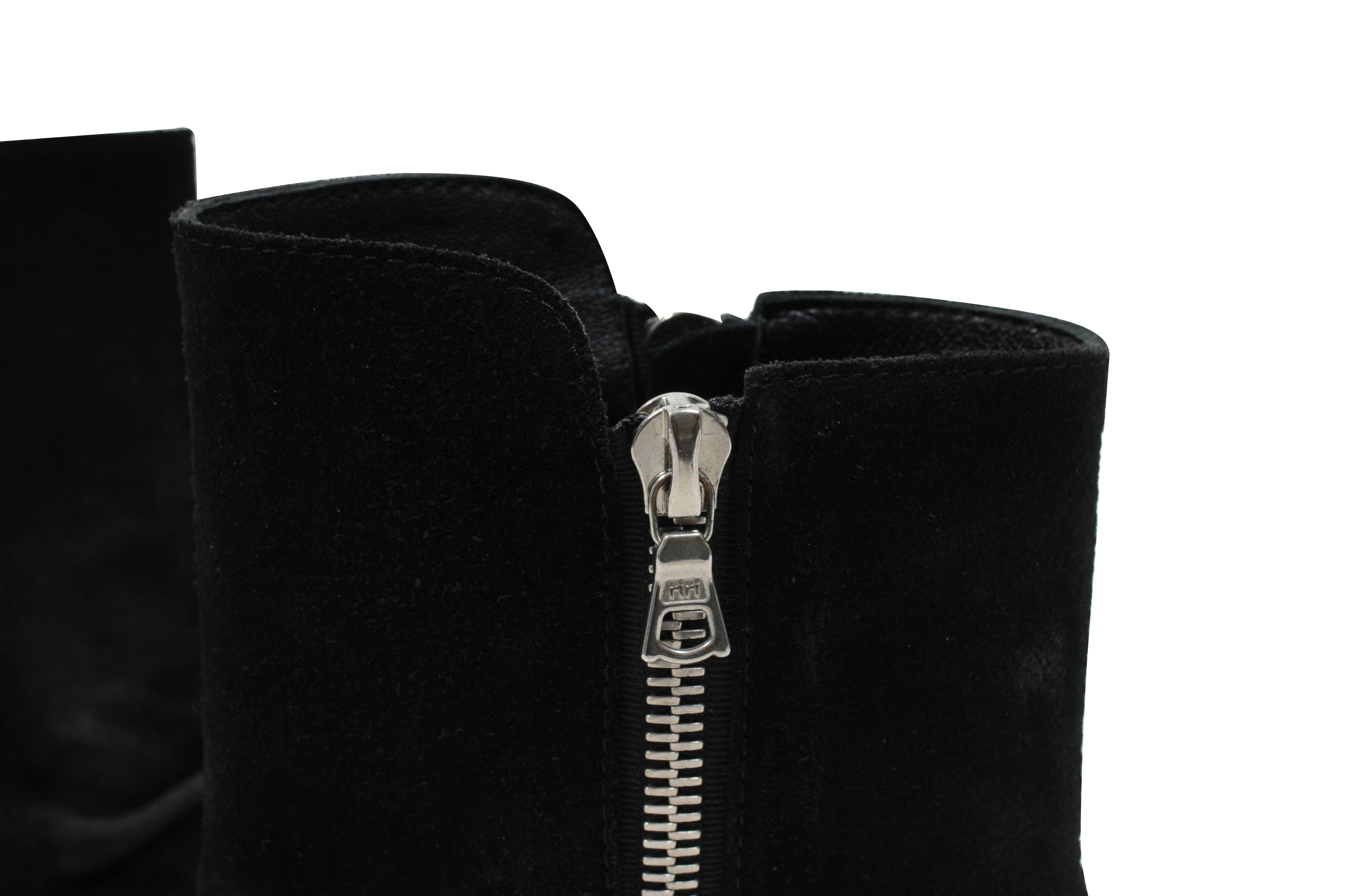 Amiri Men's Black Waxed Leather Side Zipped Stack Boots Size