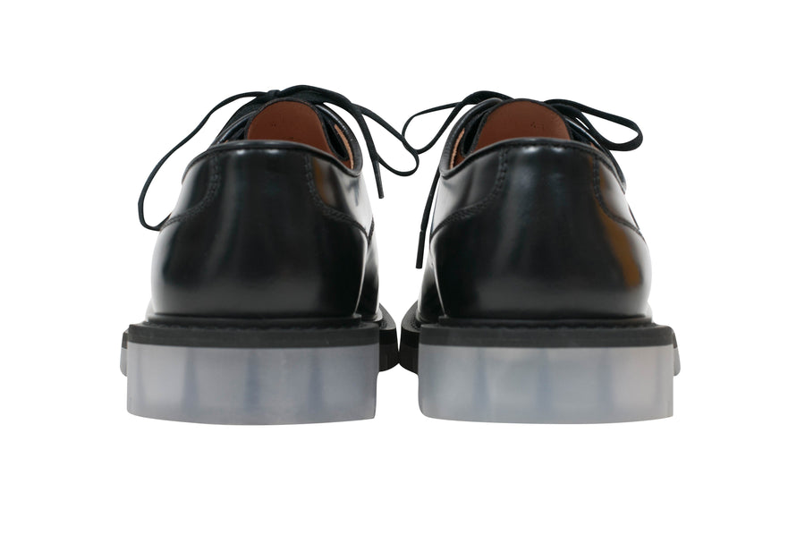 Black Translucent Clear Rubber Sole Leather Derby Shoes Bottega Veneta 