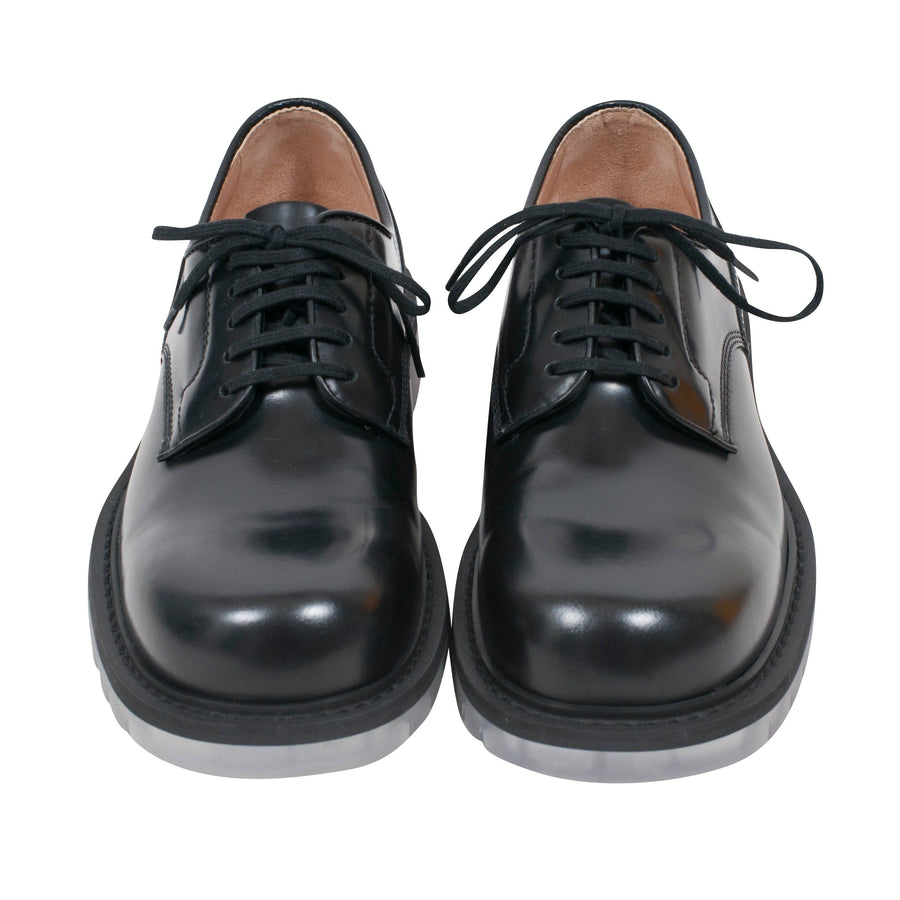 Black Translucent Clear Rubber Sole Leather Derby Shoes Bottega Veneta 