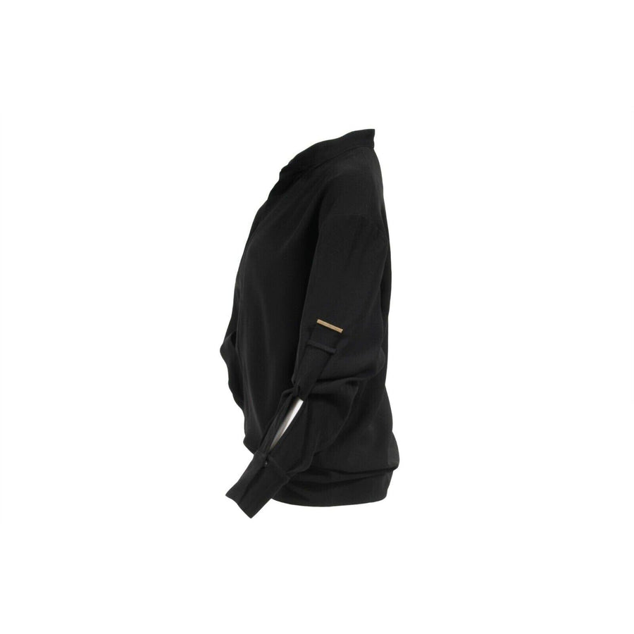Black V Neck Top Gold Hardware Tunic Jacket Alexandre Vauthier 