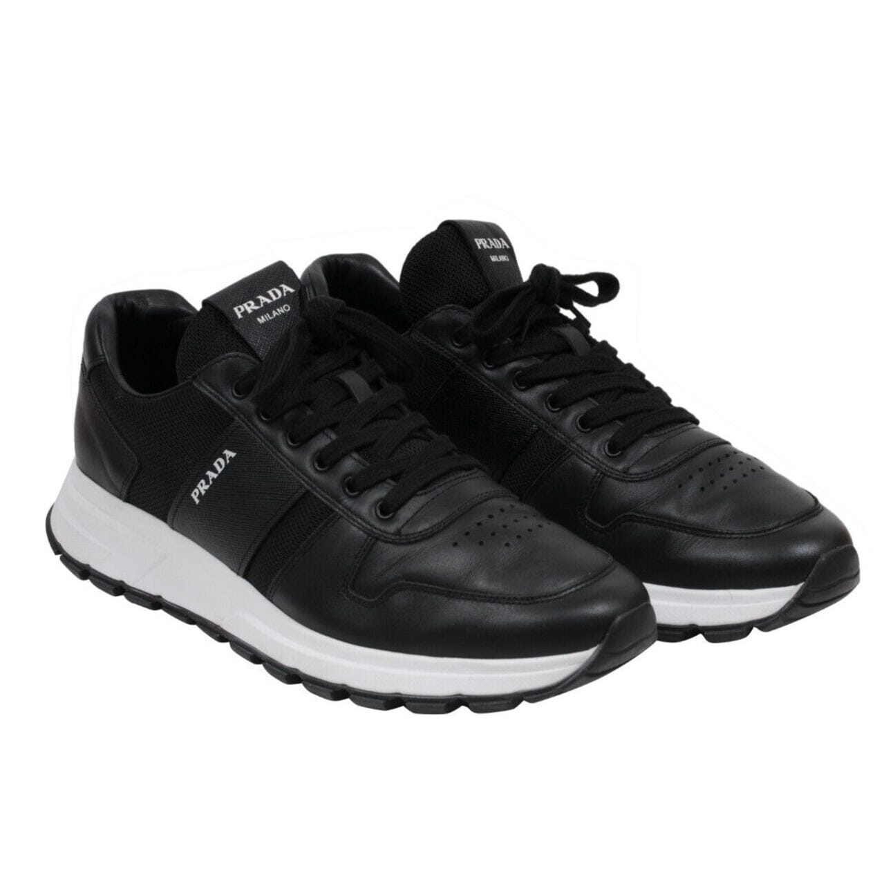 PRADA PRAX01 SNEAKERS SHOES BLACK WHITE LEATHER NEW UK 12 Black Prax 01 Leather Sneakers | PRADA main image 2