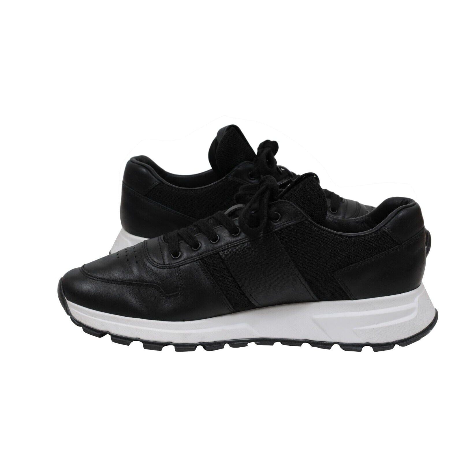Prada Mens Leather Logo Prax 01 Black White Leather US12 