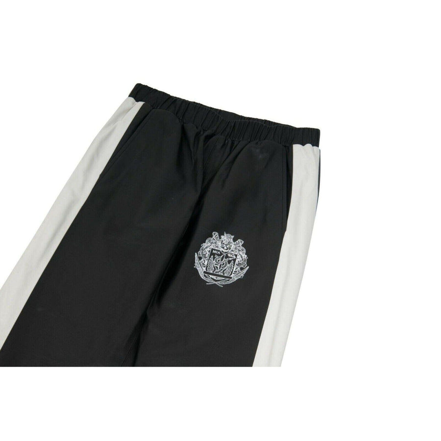 Black White Leather Logo Striped Track Pants Alchemist 