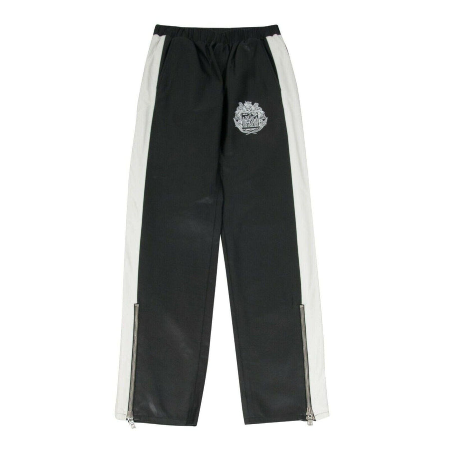 Black White Leather Logo Striped Track Pants Alchemist 