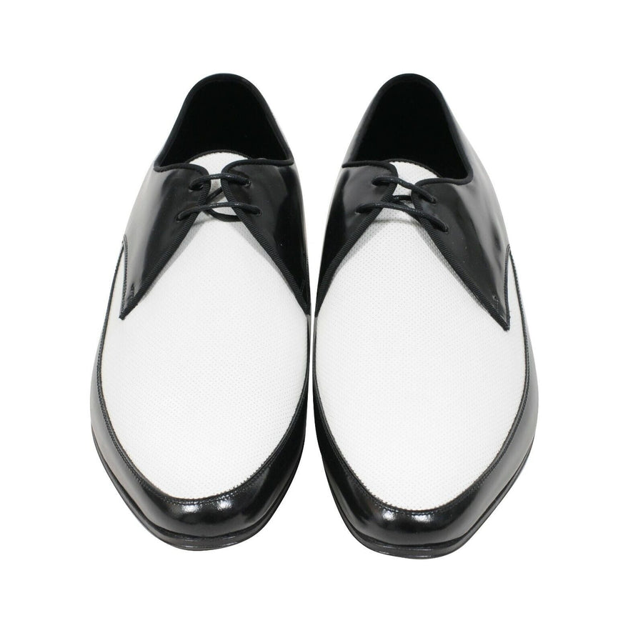 Black White Perforated Leather Speedster Dress Shoes SAINT LAURENT 