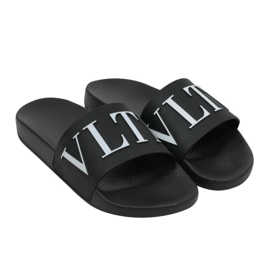 Black White VLTN Logo Sandals Flip Flops VALENTINO 