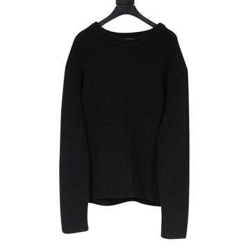 Black Wool Cashmere Chunky Cable Knit Pullover Prada 