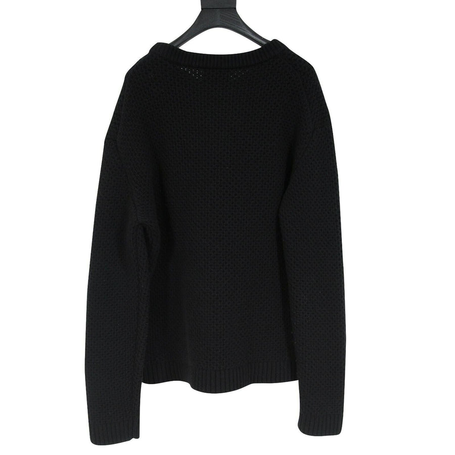 Black Wool Cashmere Chunky Cable Knit Pullover Prada 