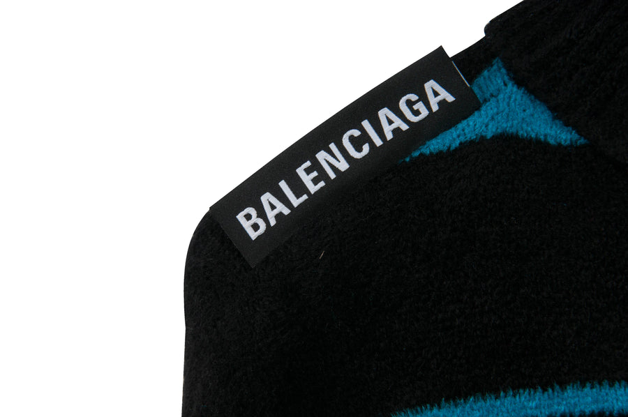 Blue And Black Striped Compact Chenille Oversized Sweater BALENCIAGA 