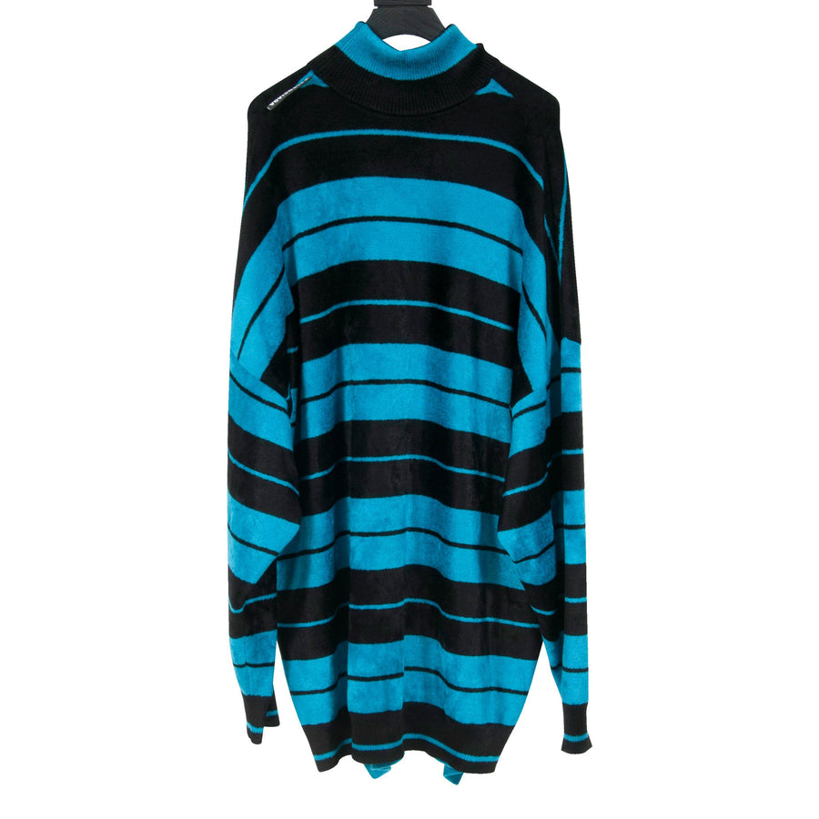 Blue And Black Striped Compact Chenille Oversized Sweater BALENCIAGA 