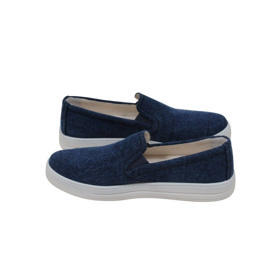 Blue Denim Canvas Slip On Sneakers Prada 