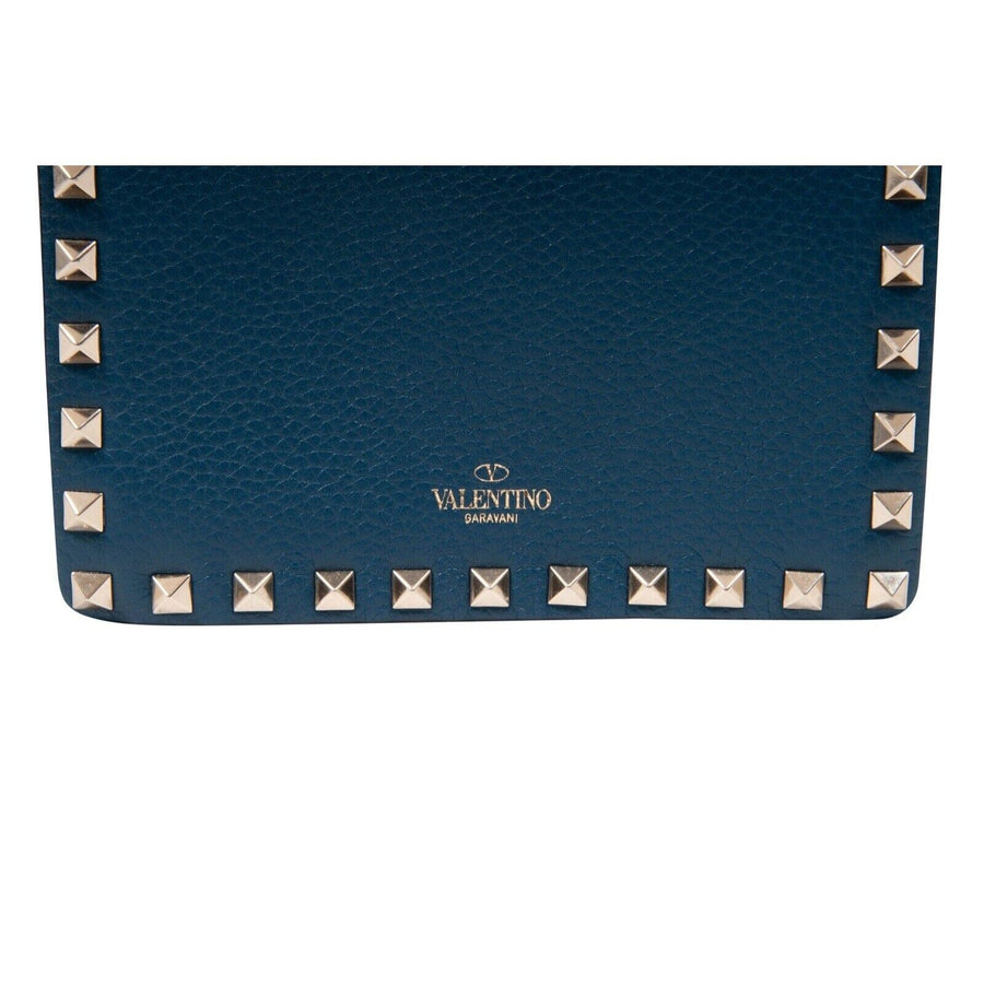 Blue Leather Rockstud Wallet On A Chain Shoulder Bag VALENTINO 