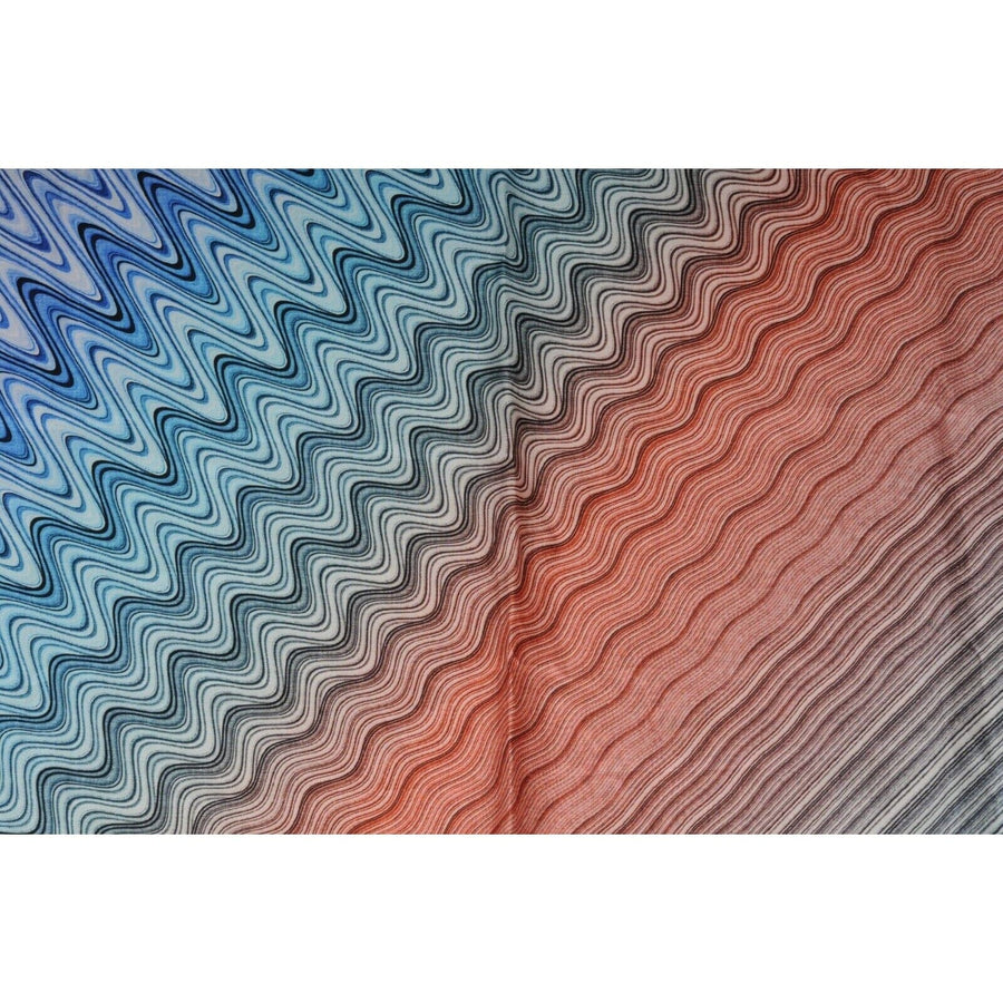 Blue Orange Green Geometric Silk Foularrd Scarf 90 x 90 Missoni 