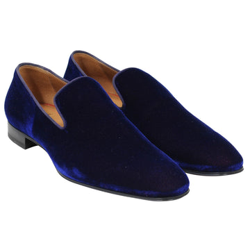 Blue Purple Velvet Slip Dandelion Flat Loafer CHRISTIAN LOUBOUTIN 