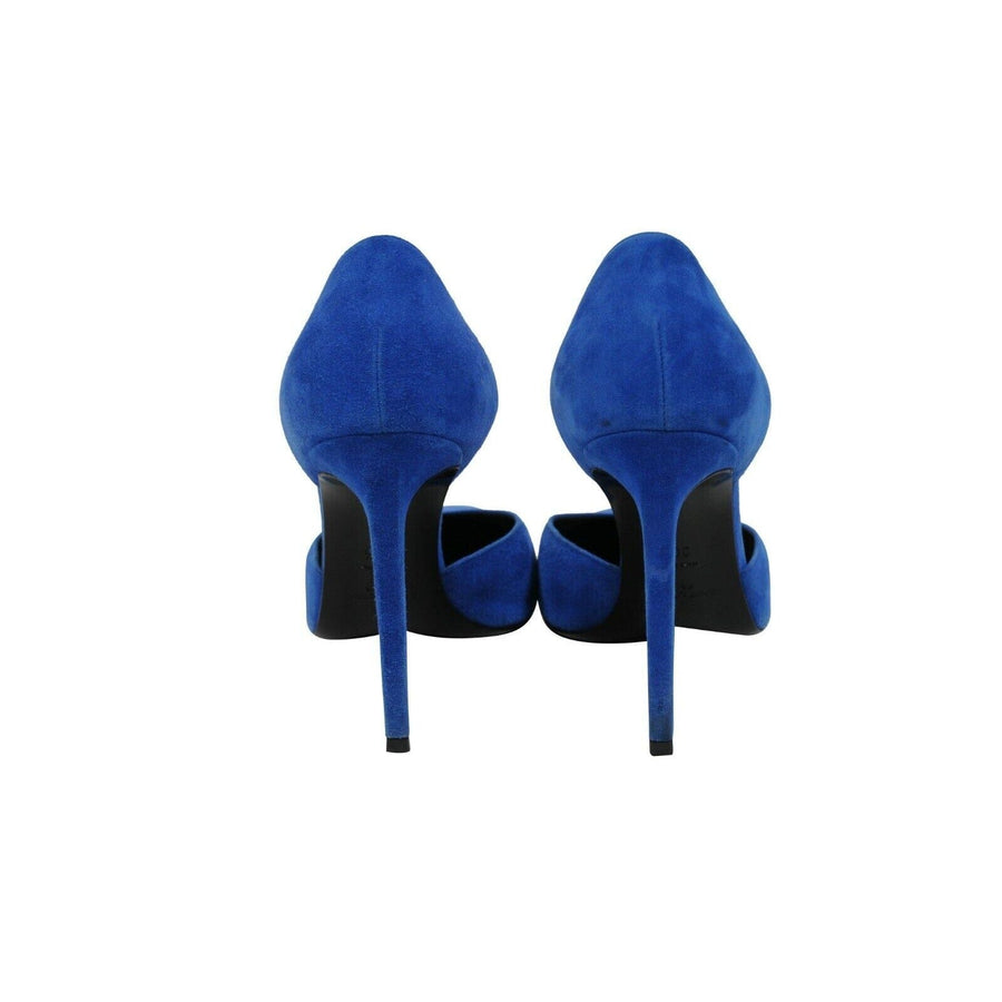 Blue Suede D'Orsay Pointed Toe Pumps SAINT LAURENT 