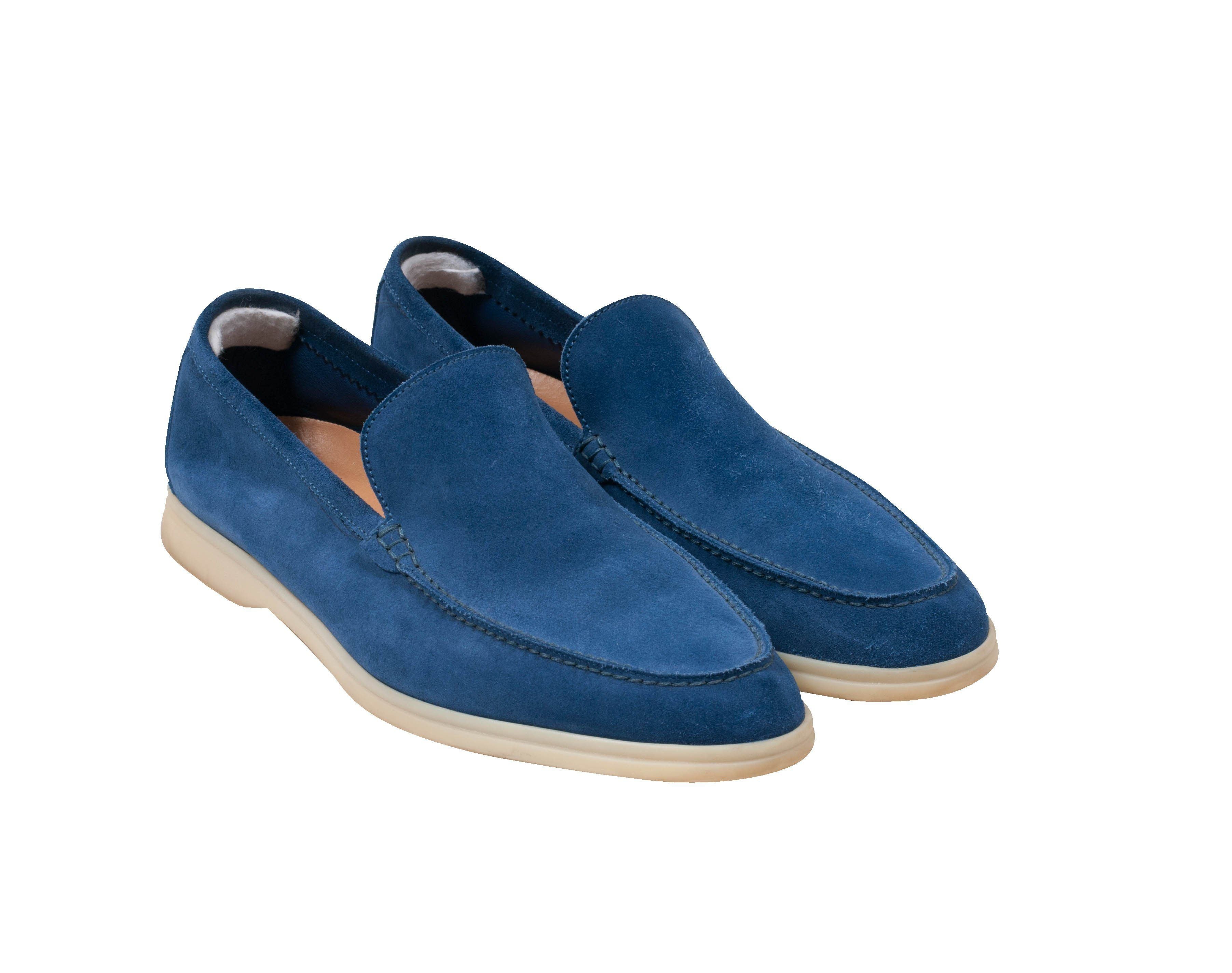 Loro Piana Royal Blue Suede Loafers Loro Piana Suede Loafers - Blue Flats, Shoes - LOR194687  main image 3