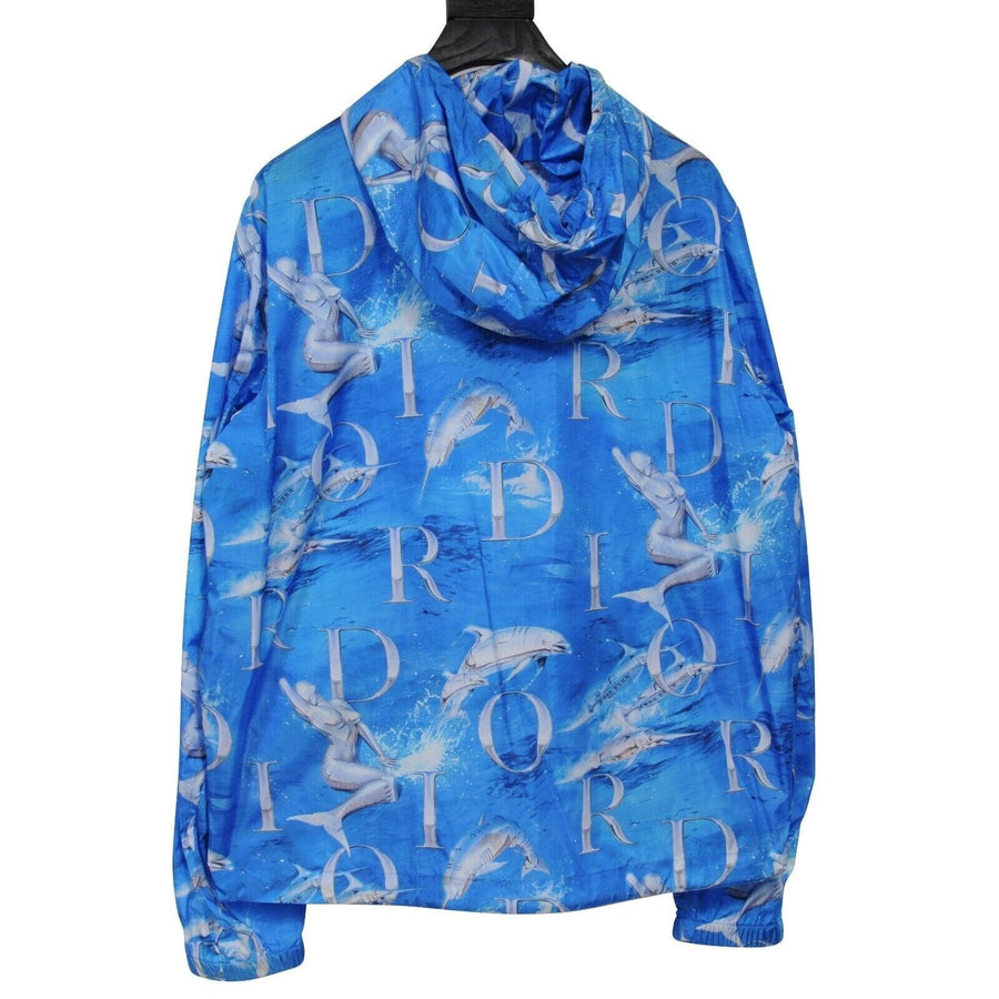 Blue White Nylon Robot Print Sorayama Zip Up Hoodie DIOR 