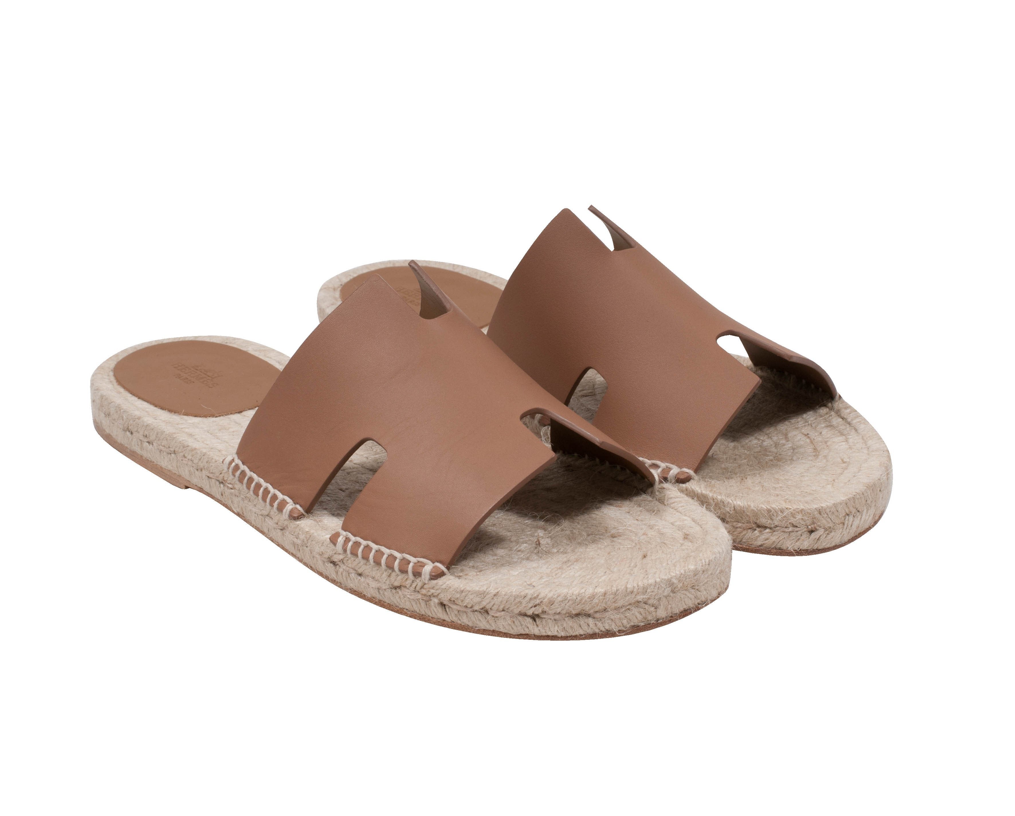 Hermès Antigua Espadrilles in Brown Leather Leather espadrilles Hermès Camel size 44 EU in Leather  main image 2