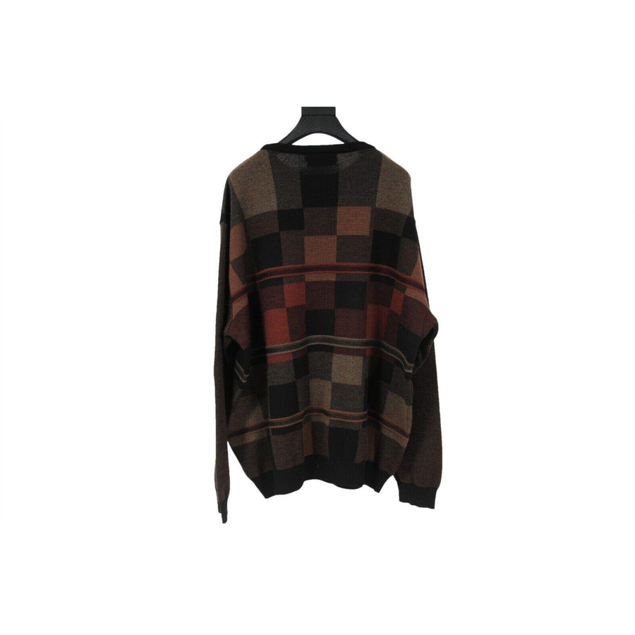 Brown Black Orange Wool Vintage Geometric Sweater St. Croix 