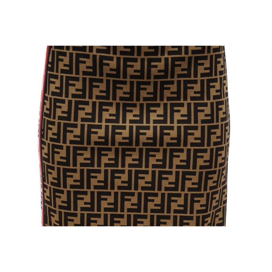 Brown FF Logo Print Midi Pencil Skirt Fendi 