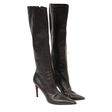 Brown Leather 100mm Kate Knee High Boots CHRISTIAN LOUBOUTIN 