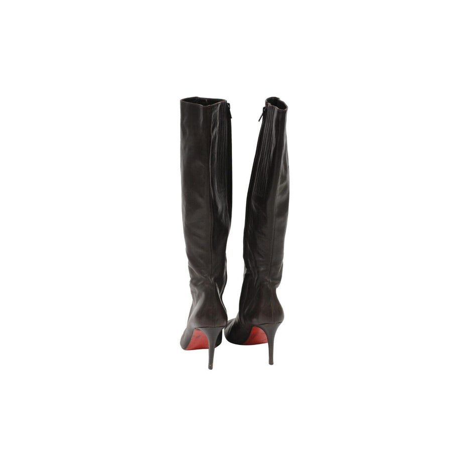Brown Leather 100mm Kate Knee High Boots CHRISTIAN LOUBOUTIN 