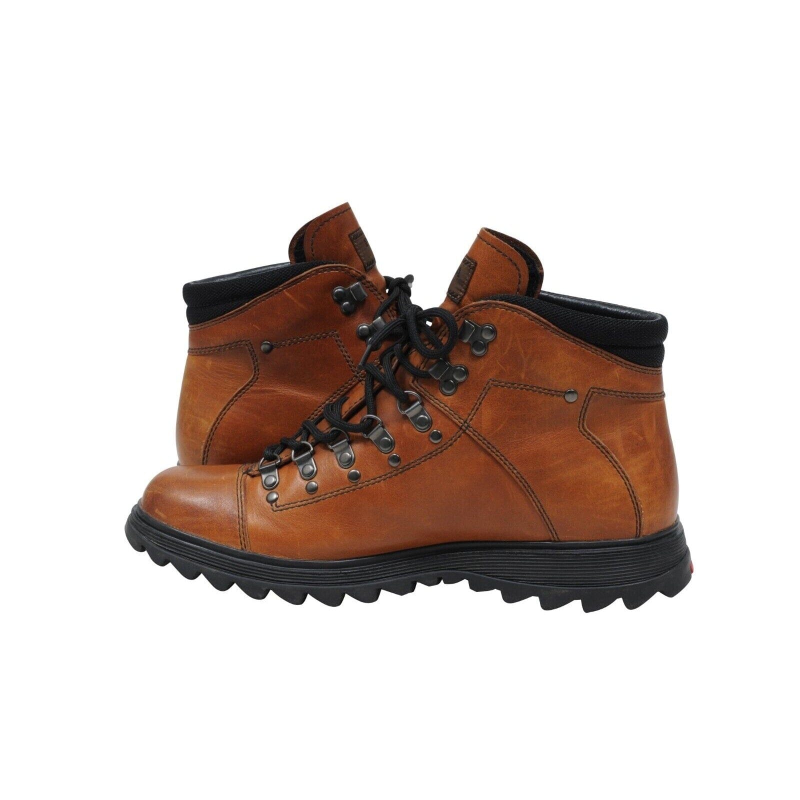 Prada Mens Brown Leather Ocra Hiking Logo Boots UK9/US10 