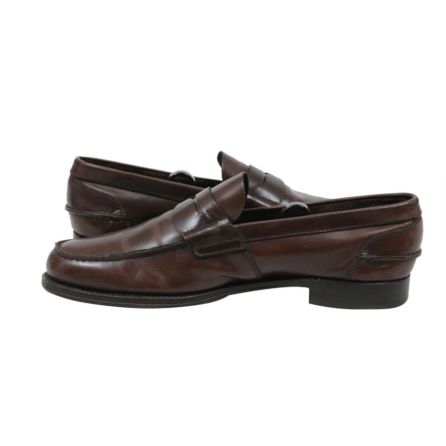 Brown Leather Penny Loafers Prada 
