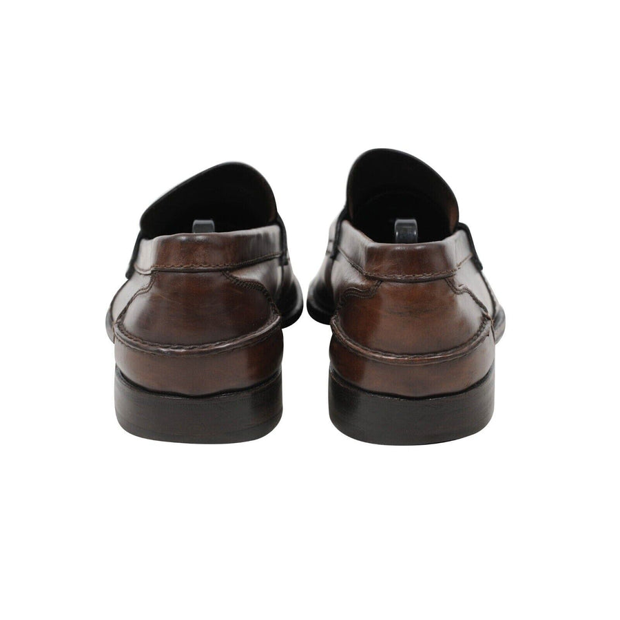 Brown Leather Penny Loafers Prada 