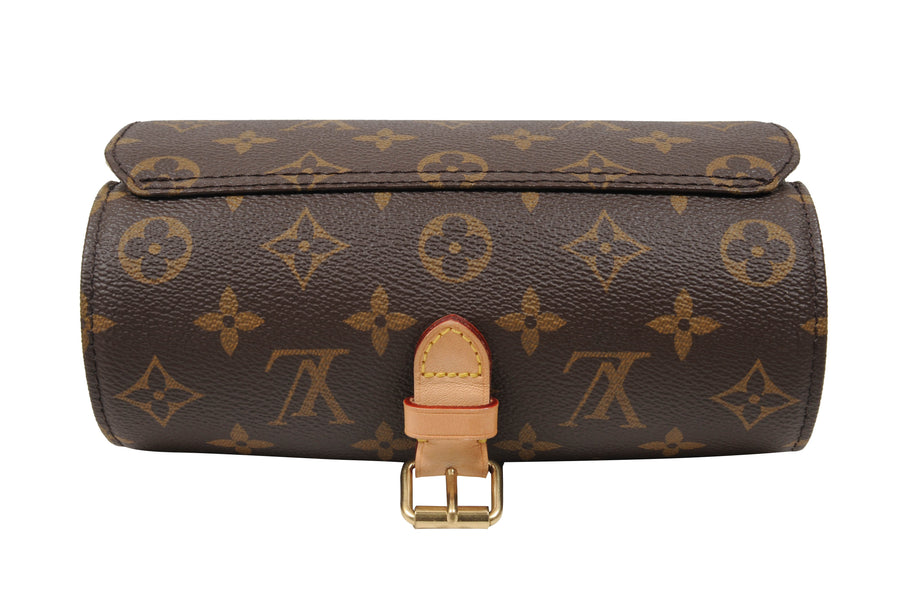 Louis Vuitton Men's Brown Monogram 3 Watch Travel Leather Case Roll –  THE-ECHELON