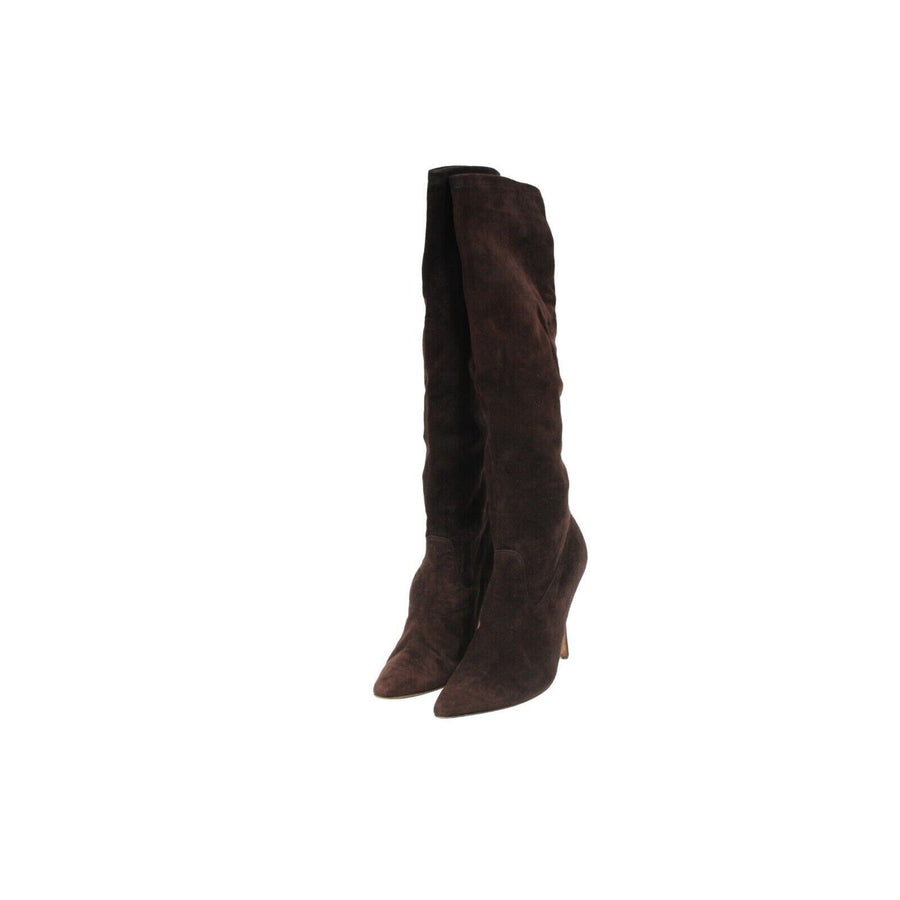 Brown Suede 110mm Heel Over The Knee Sock Boots Manolo Blahnik 