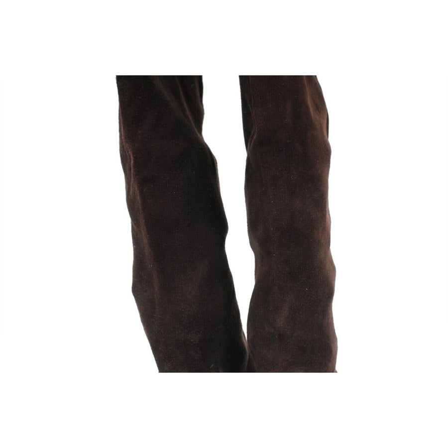 Brown Suede 110mm Heel Over The Knee Sock Boots Manolo Blahnik 