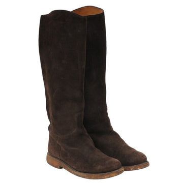 Brown Suede Crepe Sole Knee High Dakota Riding Boots HERMES 