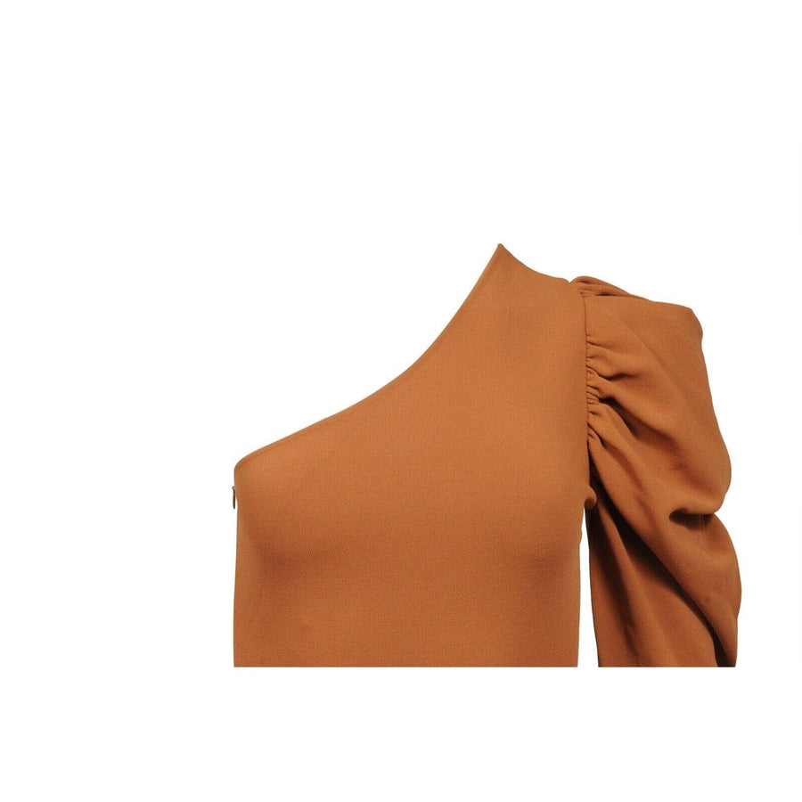 Brown Viscose Ruched Shoulder Midi Dress Stella McCartney 