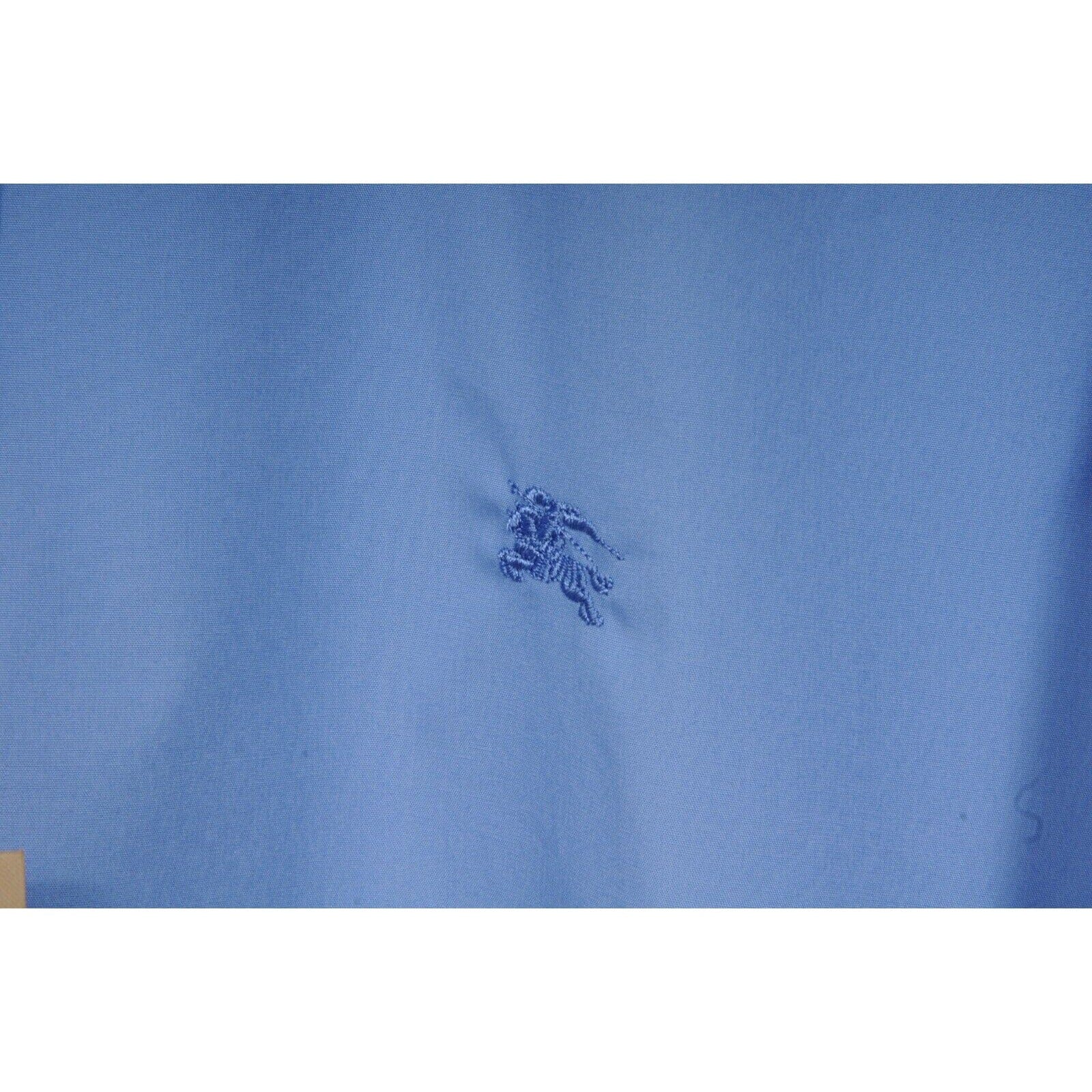 Burberry Brit Blue Button Down Logo Collared Shirt Long Sleeve