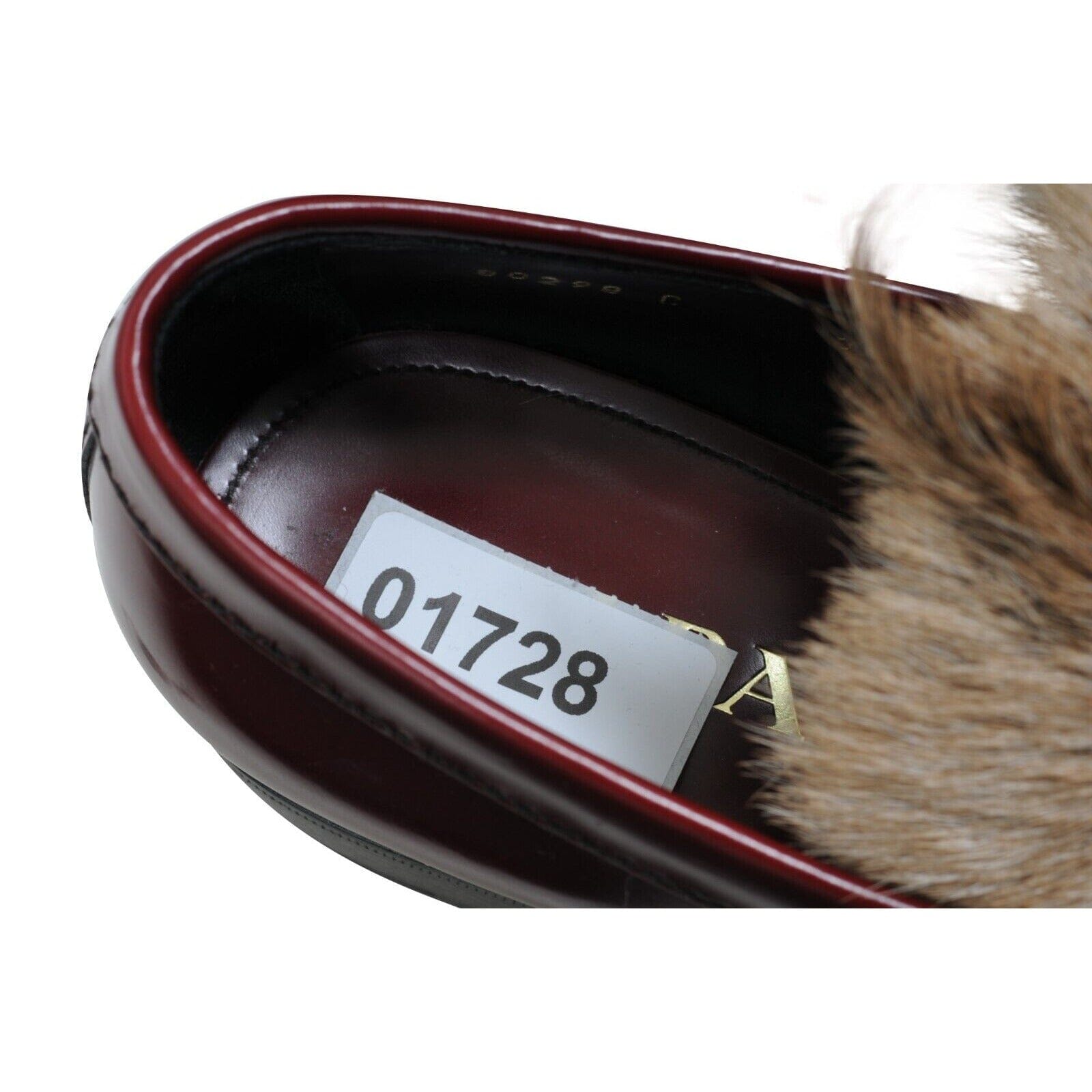 Prada Goat Fur Tassel Loafers Burgundy Leather Cordovan US8.5 UK7 