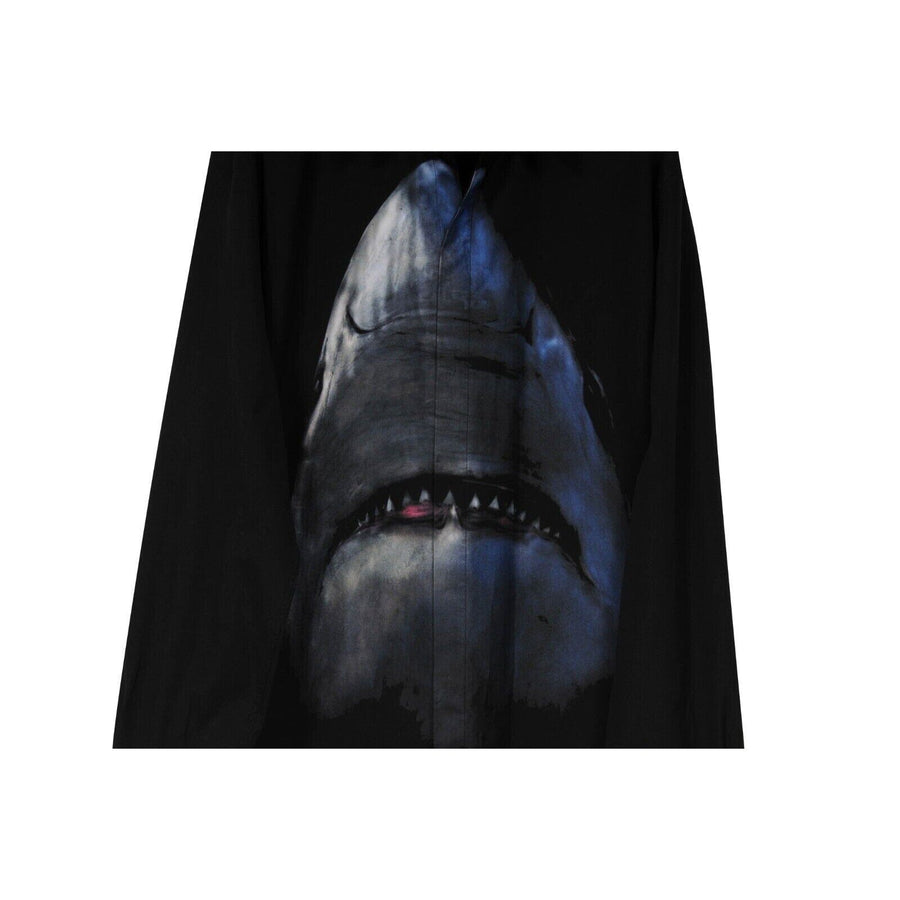 Button Down Shirt Size 44 Medium Black White Shark Graphic Print GIVENCHY 