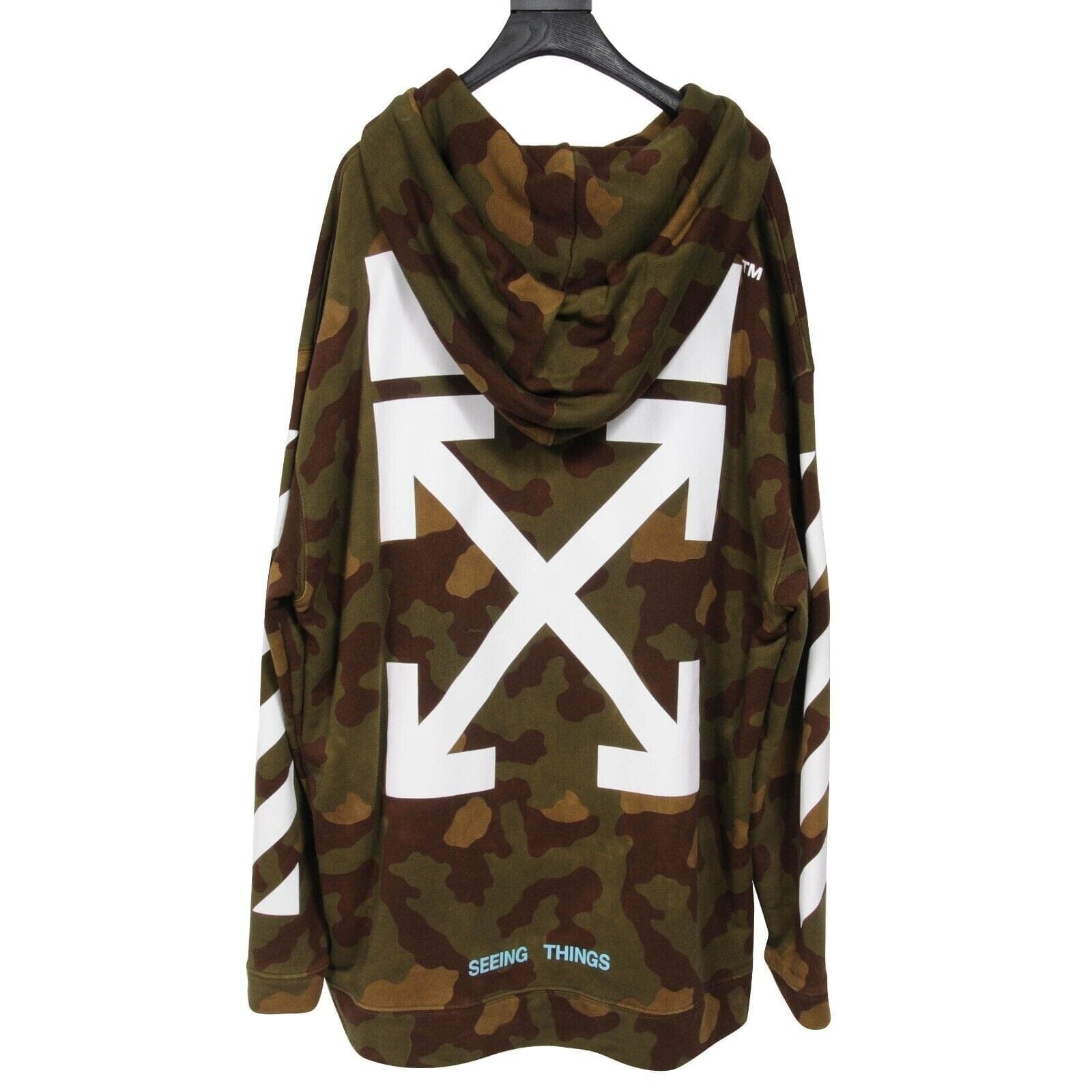Off White Mens Camouflage Seeing Things Logo Hoodie Long Sleeve 