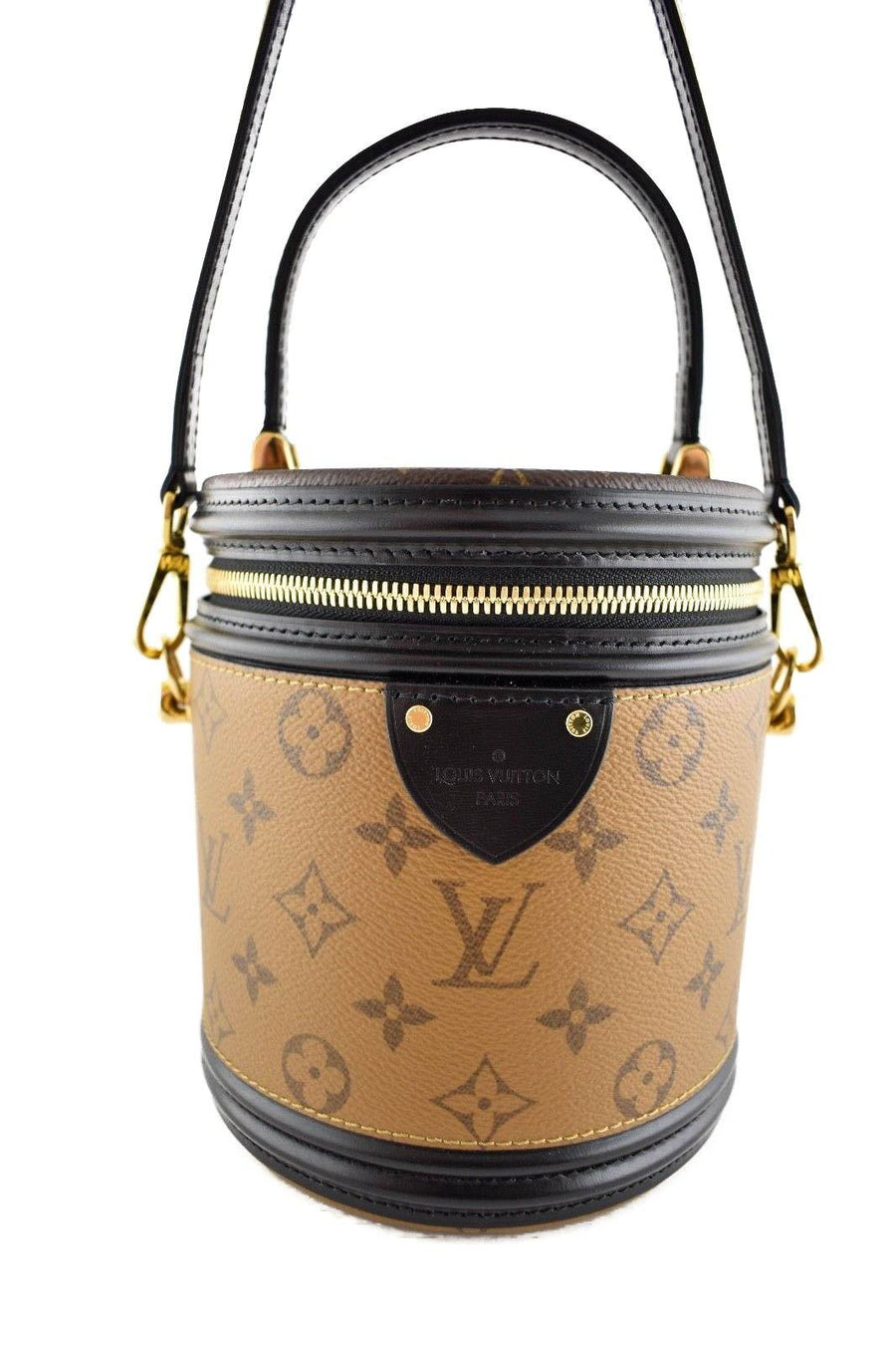 Cannes Monogram LV Logo Brown Hat Box Handle Vanity Bucket Bag LOUIS VUITTON 