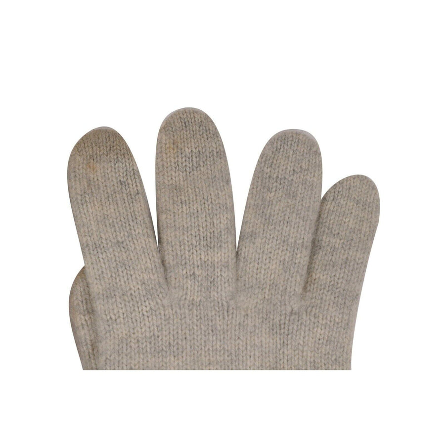CC Logo Ribbed Gloves Gray Cashmere Cuffed Silver Hardware CHANEL 