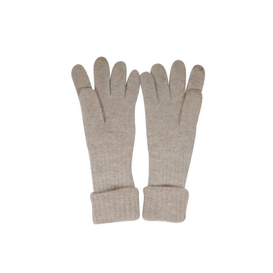 CC Logo Ribbed Gloves Gray Cashmere Cuffed Silver Hardware CHANEL 