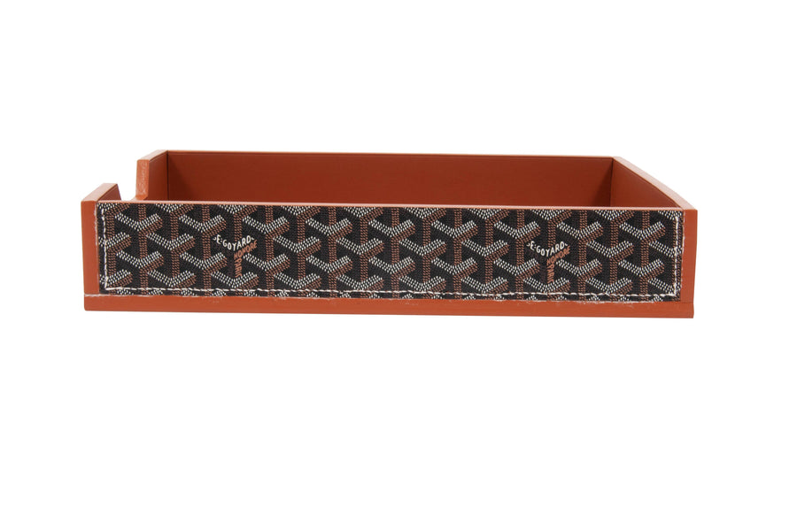 Goyard // Chevron Goyardine Desk Tray // Black + Brown // Pre