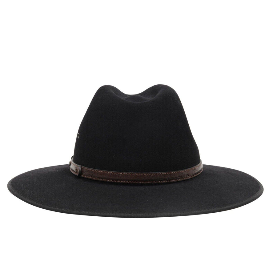 Coober Pedy Hat Black Fur Felt Vented Wide Brim Fedora Akubra 