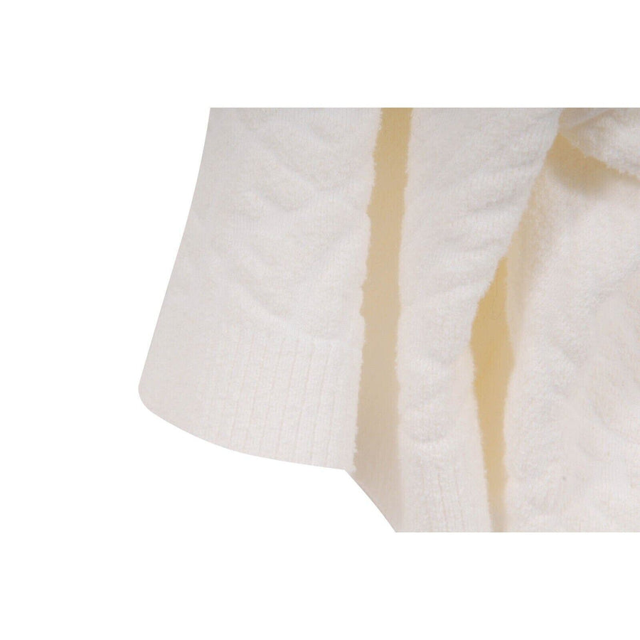Cream White Terry Cloth Cropped Short Sleeve Sweater Fendi 